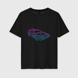 Женская футболка хлопок Oversize DeLorean gradient