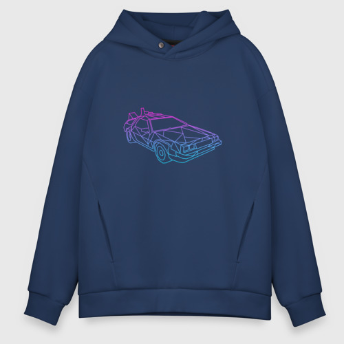 Мужское худи Oversize хлопок DeLorean gradient, цвет темно-синий