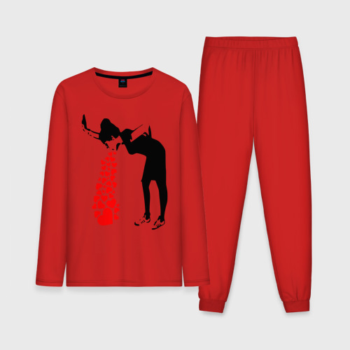 Мужская пижама с лонгсливом хлопок Banksy, цвет красный