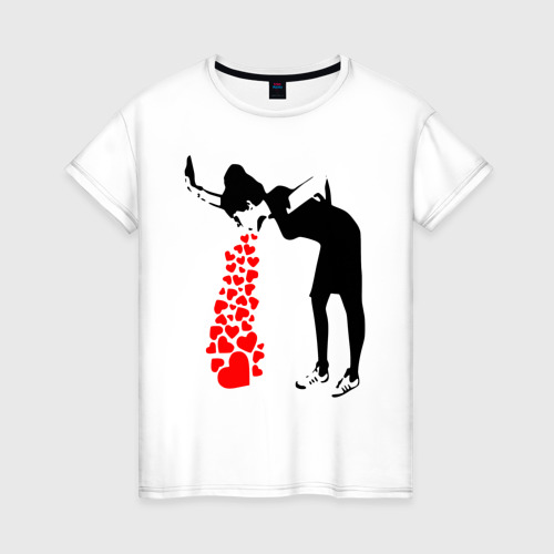 Женская футболка из хлопка с принтом Banksy, вид спереди №1