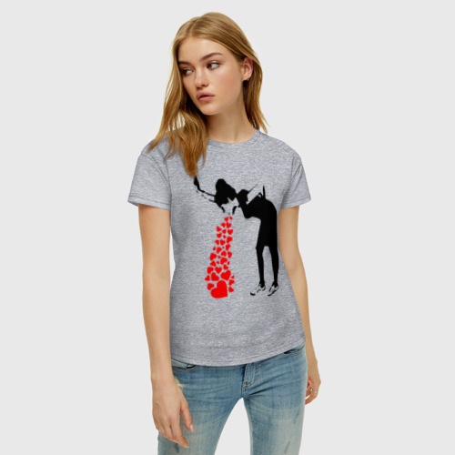 Женская футболка хлопок Banksy, цвет меланж - фото 3