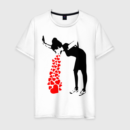 Мужская футболка хлопок с принтом Banksy, вид спереди #2