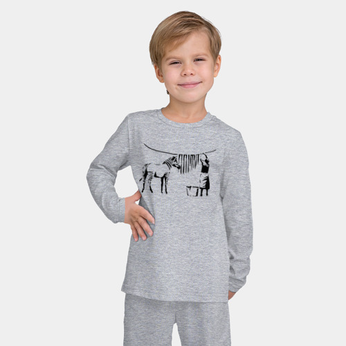 Детская пижама с лонгсливом хлопок Зебра Banksy, цвет меланж - фото 3