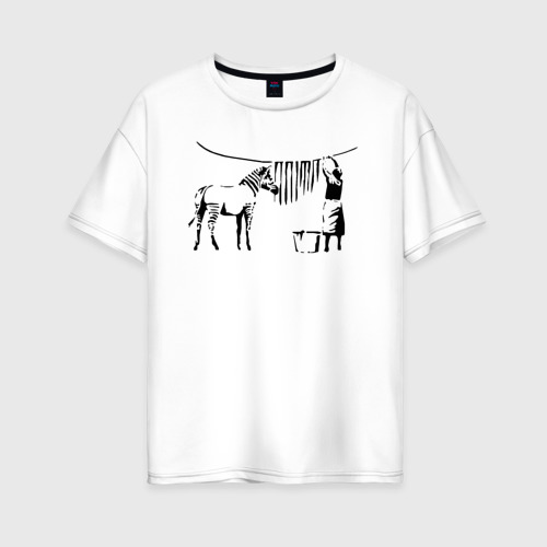 Женская футболка хлопок Oversize Зебра Banksy