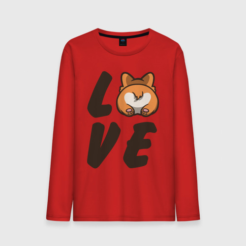 Мужской лонгслив хлопок Love Corgi, цвет красный