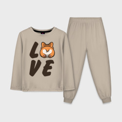 Детская пижама с лонгсливом хлопок Love Corgi