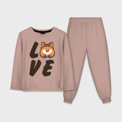 Детская пижама с лонгсливом хлопок Love Corgi