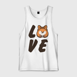 Мужская майка хлопок Love Corgi