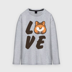 Мужской лонгслив oversize хлопок Love Corgi