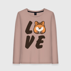 Женский лонгслив хлопок Love Corgi