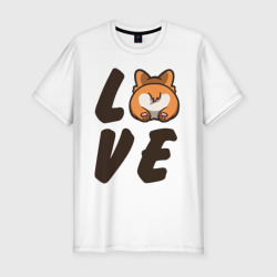 Мужская футболка хлопок Slim Love Corgi