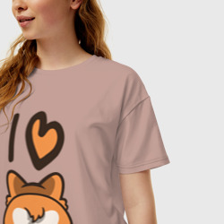 Женская футболка хлопок Oversize I Love Corgi - фото 2