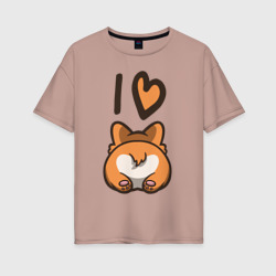 Женская футболка хлопок Oversize I Love Corgi