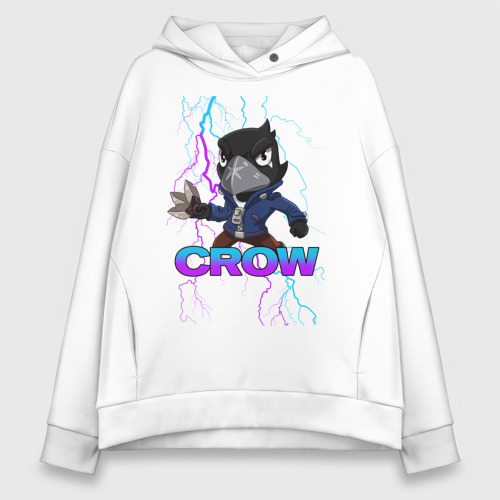 Женское худи Oversize хлопок Brawl Stars CROW, цвет белый