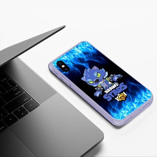 Чехол для iPhone XS Max матовый Brawl Stars Leon оборотень, цвет светло-сиреневый - фото 5