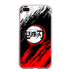 Чехол для iPhone 7Plus/8 Plus матовый Kimetsu no Yaiba белокрасные полосы