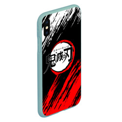 Чехол для iPhone XS Max матовый Kimetsu no Yaiba белокрасные полосы - фото 2