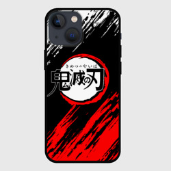 Чехол для iPhone 13 mini Kimetsu no Yaiba белокрасные полосы