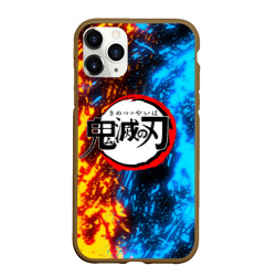 Чехол для iPhone 11 Pro Max матовый Kimetsu no Yaiba синежелтый