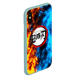 Чехол для iPhone XS Max матовый Kimetsu no Yaiba синежелтый - фото 2