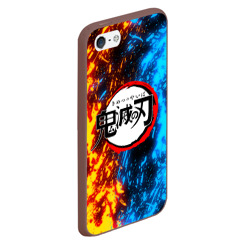 Чехол для iPhone 5/5S матовый Kimetsu no Yaiba синежелтый - фото 2