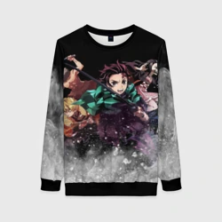 Женский свитшот 3D Клинок рассекающий демонов KNY