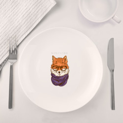 Набор: тарелка + кружка Ум красит человека - лиса в шарфе - фото 2