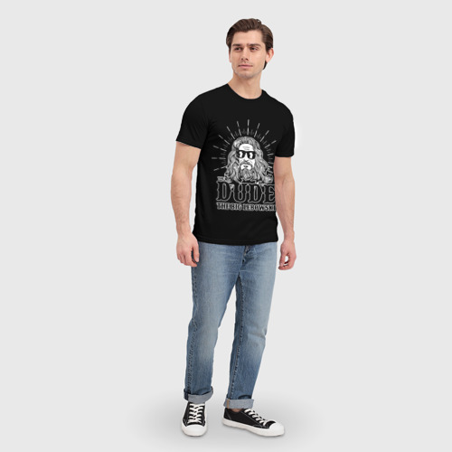 Мужская футболка 3D с принтом БОЛЬШОЙ ЛЕБОВСКИ, вид сбоку #3