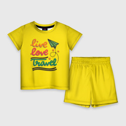 Жизнь, любовь, путешествия – Детский костюм с шортами 3D с принтом купить
