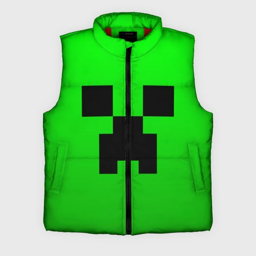 Мужской жилет утепленный 3D Minecraft Creeper Крипер
