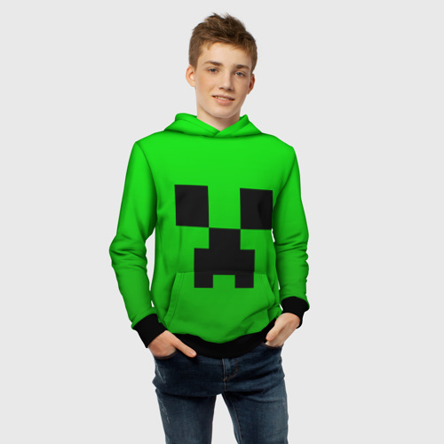 Детская толстовка 3D Minecraft Creeper Крипер, цвет черный - фото 6