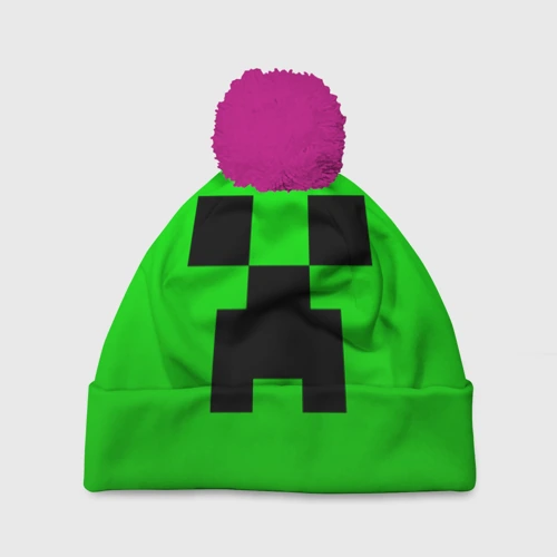 Шапка 3D c помпоном Minecraft Creeper Крипер