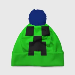 Шапка 3D c помпоном Minecraft Creeper Крипер