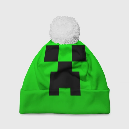 Шапка 3D c помпоном Minecraft Creeper Крипер