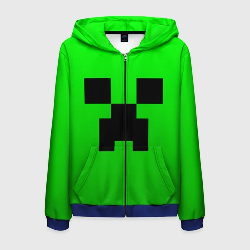 Мужская толстовка 3D на молнии Minecraft Creeper Крипер