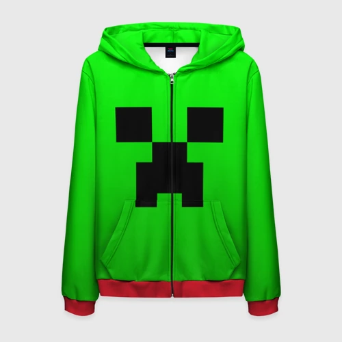 Мужская толстовка 3D на молнии Minecraft Creeper Крипер