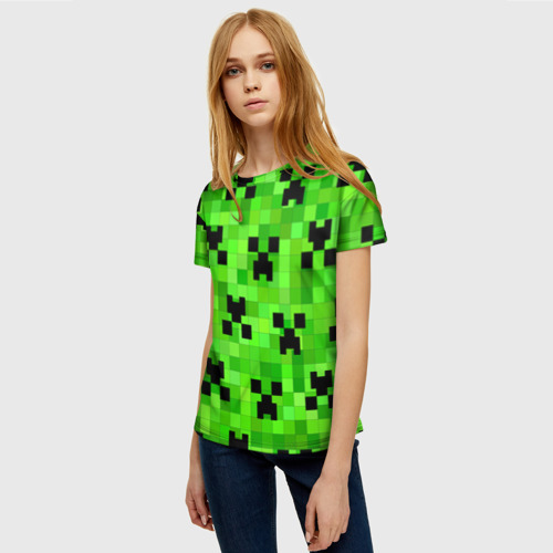 Женская футболка 3D с принтом MINECRAFT | МАЙНКРАФТ, фото на моделе #1