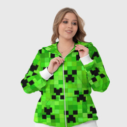 Костюм с принтом Minecraft Майнкрафт для женщины, вид на модели спереди №4. Цвет основы: белый