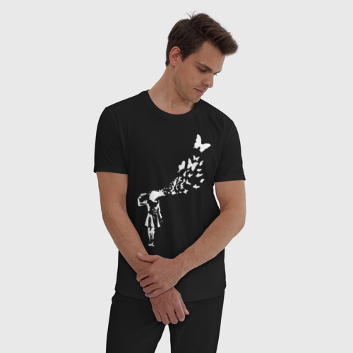 Мужская пижама хлопок Banksy, цвет черный - фото 3