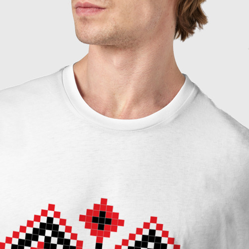 Мужская футболка хлопок Сердце славянский орнамент, цвет белый - фото 6