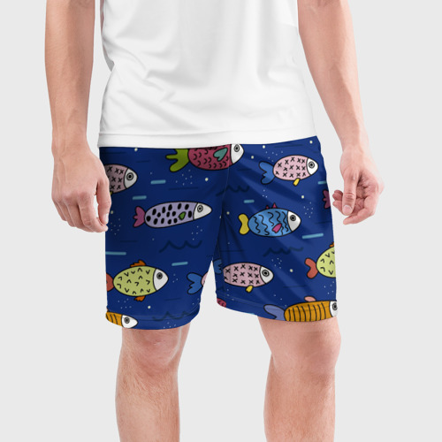 Мужские шорты спортивные Подводный мир, Рыбы под водой, цвет 3D печать - фото 3