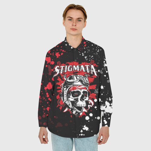 Мужская рубашка oversize 3D Stigmata Стигмата, цвет белый - фото 3
