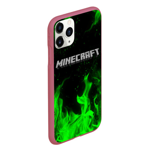 Чехол для iPhone 11 Pro Max матовый Minecraft Майнкрафт, цвет малиновый - фото 3