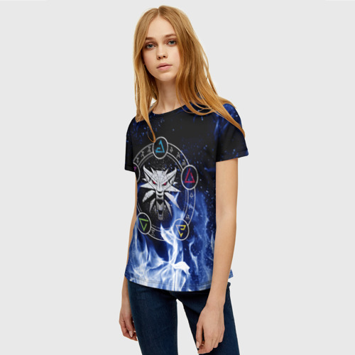 Женская футболка 3D с принтом Ведьмак, фото на моделе #1