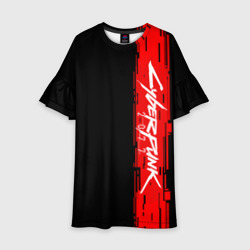 Детское платье 3D Cyberpunk 2077 red chip white logo