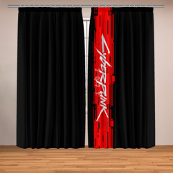 Фотошторы Cyberpunk 2077 red chip white logo