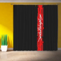 Фотошторы Cyberpunk 2077 red chip white logo - фото 2