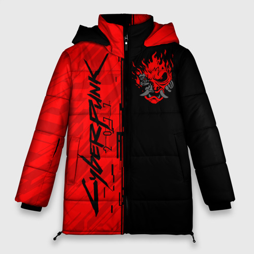 Женская зимняя куртка 3D с принтом Cyberpunk 2077 Киберпанк, вид спереди #2