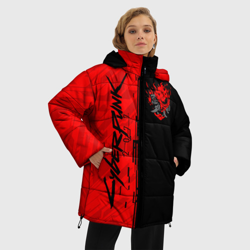 Женская зимняя куртка 3D с принтом Cyberpunk 2077 Киберпанк, фото на моделе #1