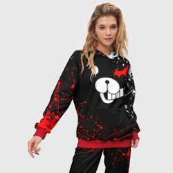 Женский костюм с толстовкой 3D Monokuma краснобелые брызги - фото 2